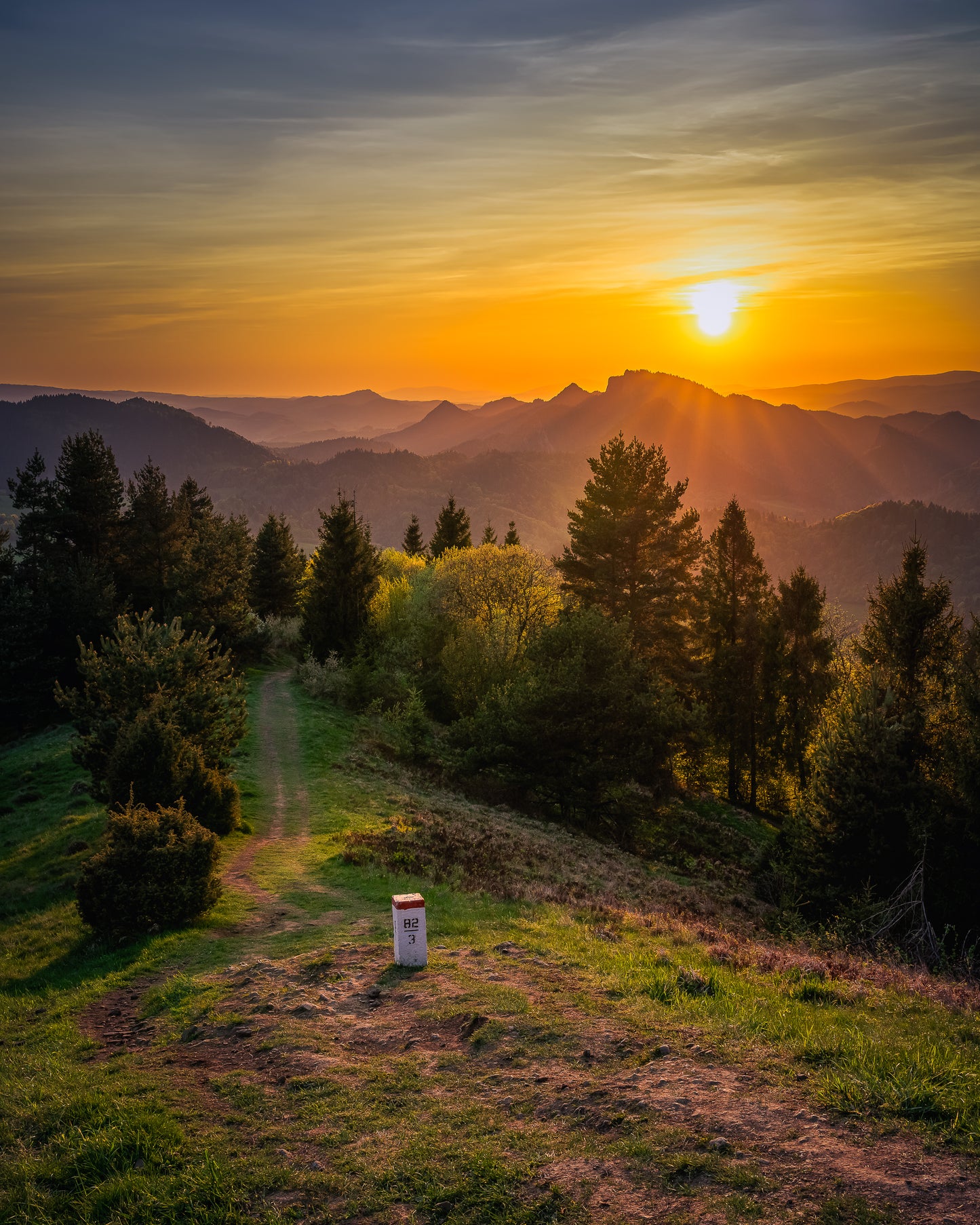 Sunset in the Pieniny mountains at the border of Slovakia